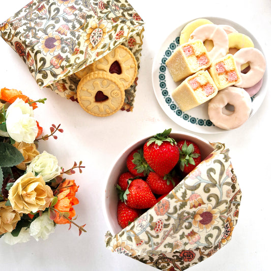 Set of 3 Beeswax Food Wraps | William Morris Evenlode Natural