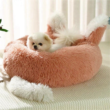 Plush Pet Bed with Ears and Tail for Cats and Small Dogs - Fast Shipping