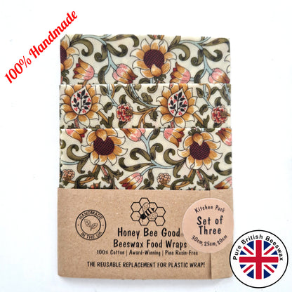 Set of 3 Beeswax Food Wraps | William Morris Evenlode Natural